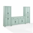 Crosley Furniture Tara 3-Piece Entertainment Center in Distressed Seafoam Blue
