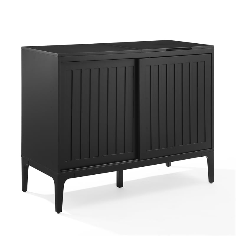 Crosley Furniture Asher Record Storage Media Console in Matte Black