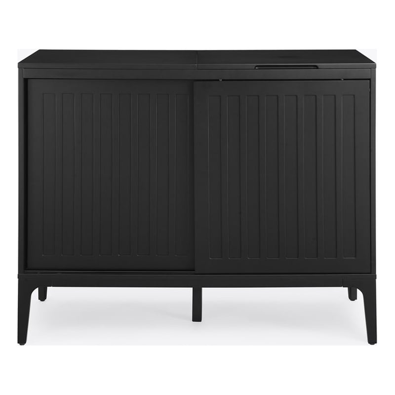 Crosley Furniture Asher Record Storage Media Console in Matte Black