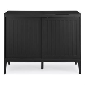 Crosley Furniture Asher Record Storage Media Console in Matte Black