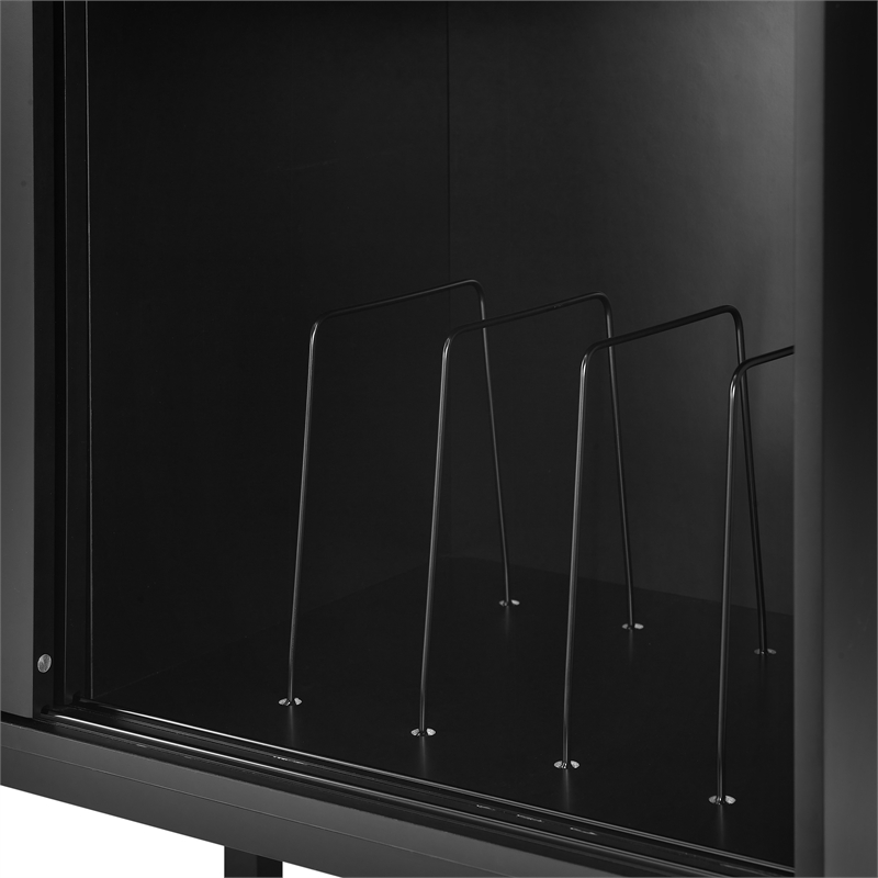 Crosley Furniture Asher Record Storage Media Console in Matte Black