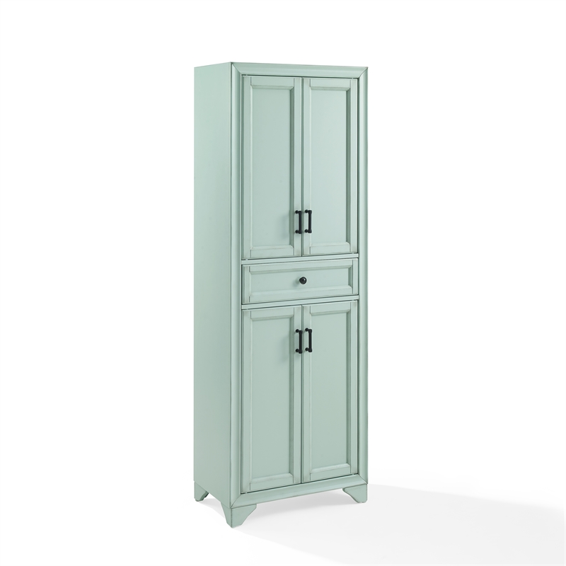 Crosley Furniture Tara Kitchen Storage Pantry in Distressed Seafoam Blue
