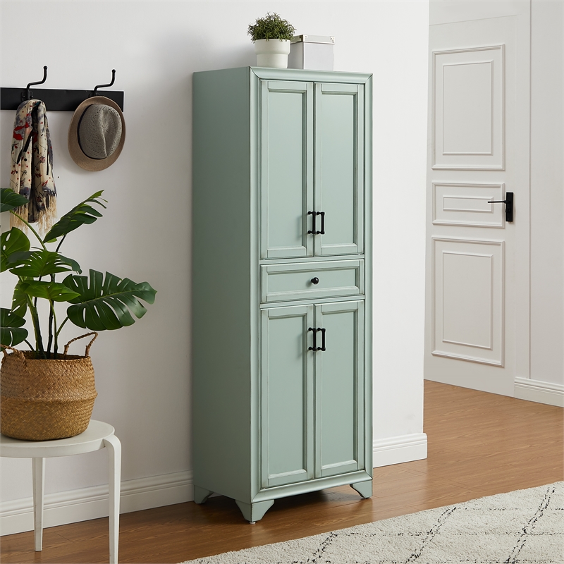 Crosley Furniture Tara Kitchen Storage Pantry in Distressed Seafoam Blue