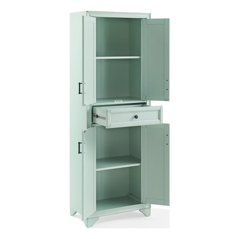 Crosley Furniture Tara Kitchen Storage Pantry in Distressed Seafoam Blue