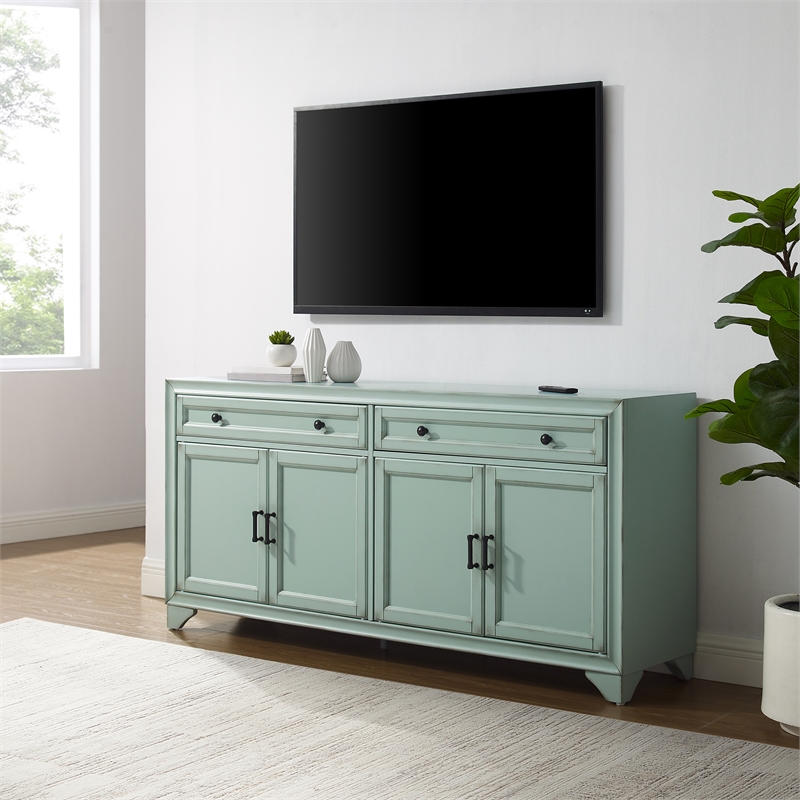 Crosley Furniture Tara Sideboard in Distressed Seafoam Blue