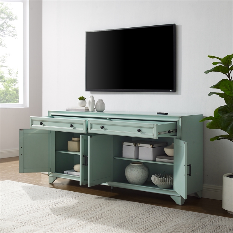 Crosley Furniture Tara Sideboard in Distressed Seafoam Blue