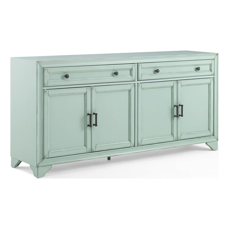 Crosley Furniture Tara Sideboard in Distressed Seafoam Blue