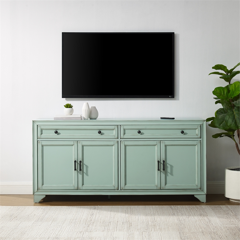 Crosley Furniture Tara Sideboard in Distressed Seafoam Blue