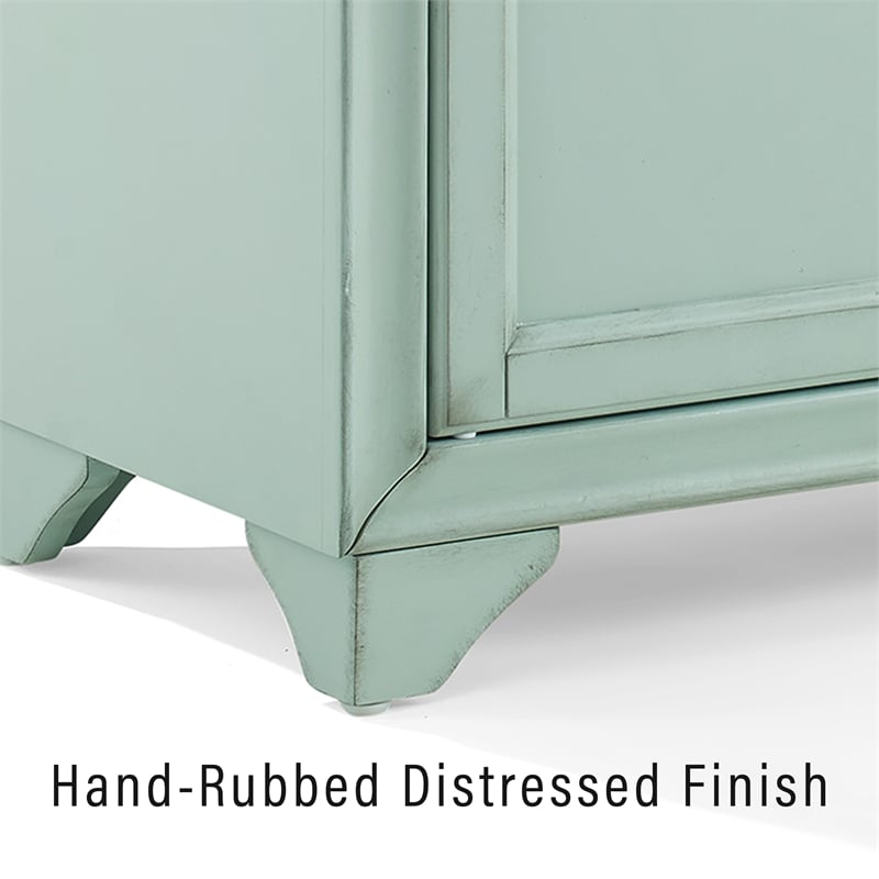 Crosley Furniture Tara 2Pc Kitchen Storage Pantry Set in Distressed Seafoam Blue