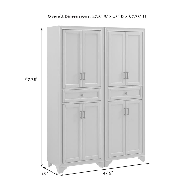 Crosley Furniture Tara 2Pc Kitchen Storage Pantry Set in Distressed Seafoam Blue