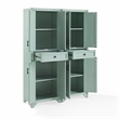 Crosley Furniture Tara 2Pc Kitchen Storage Pantry Set in Distressed Seafoam Blue