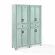 Crosley Furniture Tara 2Pc Kitchen Storage Pantry Set in Distressed Seafoam Blue