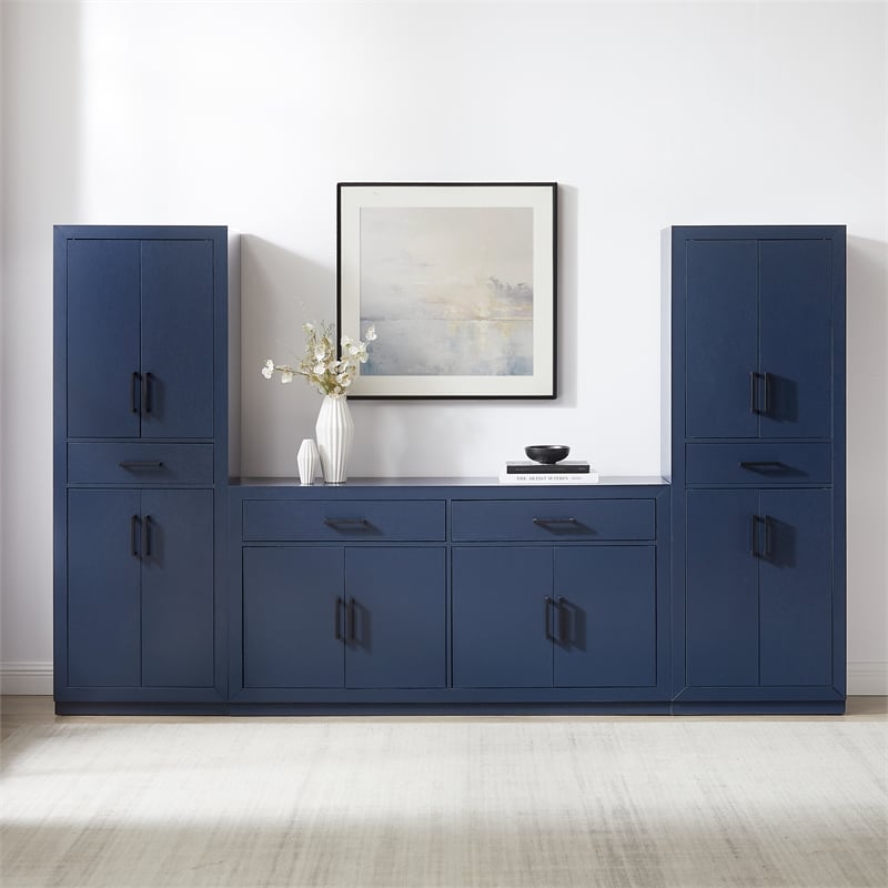 Crosley Furniture Isla 3-Piece Sideboard And Pantry Set in Navy