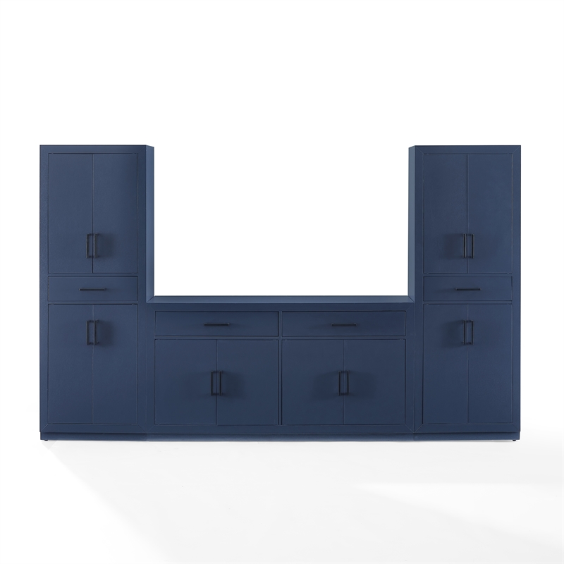Crosley Furniture Isla 3-Piece Sideboard And Pantry Set in Navy