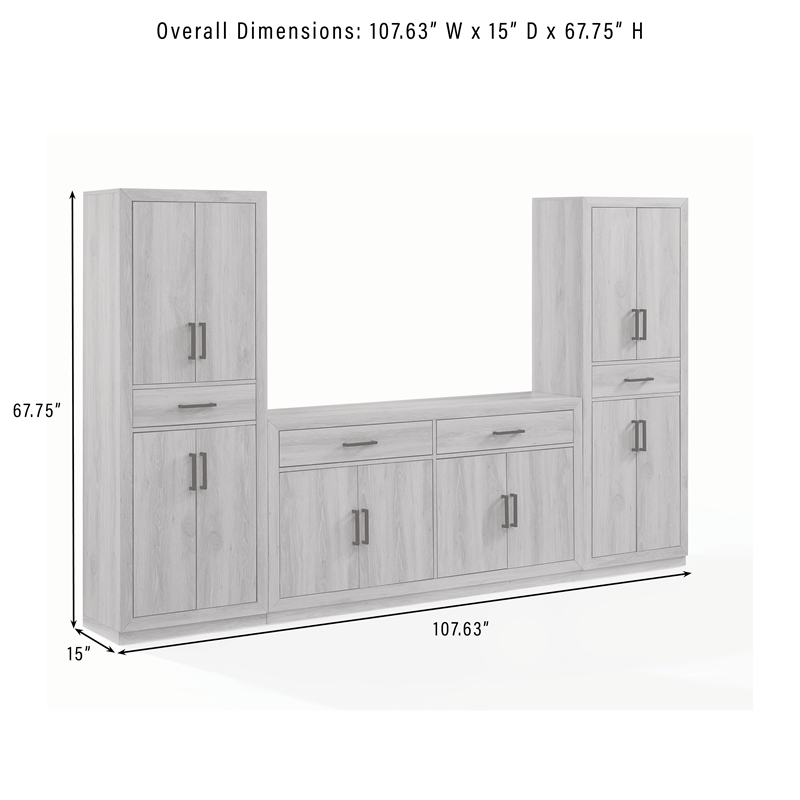 Crosley Furniture Isla 3-Piece Sideboard And Pantry Set in Navy