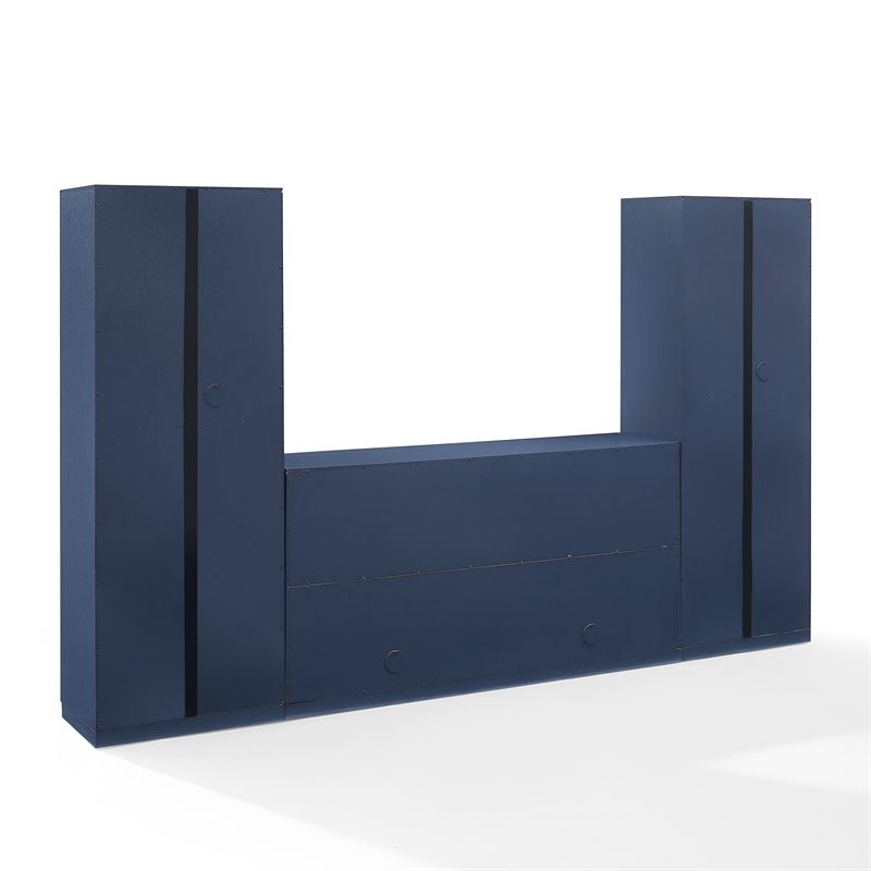 Crosley Furniture Isla 3-Piece Sideboard And Pantry Set in Navy