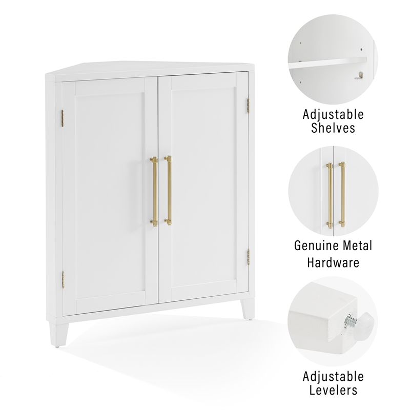 Crosley Furniture Roarke Stackable Corner Kitchen Storage Pantry in White