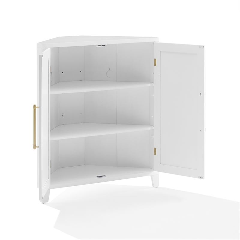 Crosley Furniture Roarke Stackable Corner Kitchen Storage Pantry in White