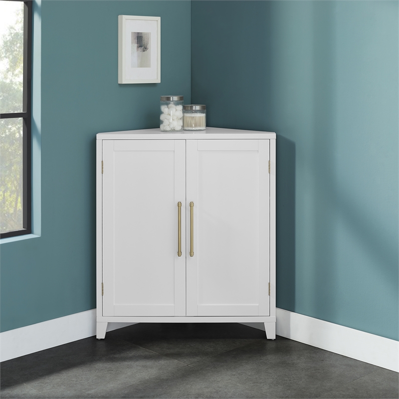 Crosley Furniture Roarke Stackable Corner Kitchen Storage Pantry in White