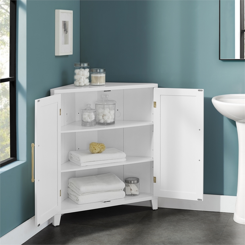 Crosley Furniture Roarke Stackable Corner Kitchen Storage Pantry in White