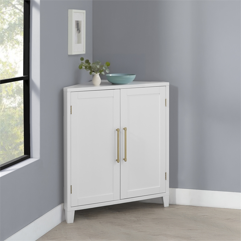 Crosley Furniture Roarke Stackable Corner Kitchen Storage Pantry in White