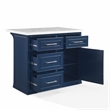 Crosley Furniture Cutler Faux Marble Top Kitchen Island in Navy/White Marble
