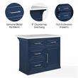 Crosley Furniture Cutler Faux Marble Top Kitchen Island in Navy/White Marble