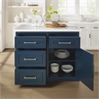 Crosley Furniture Cutler Faux Marble Top Kitchen Island in Navy/White Marble
