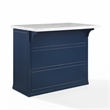 Crosley Furniture Cutler Faux Marble Top Kitchen Island in Navy/White Marble