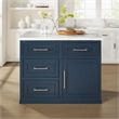 Crosley Furniture Cutler Faux Marble Top Kitchen Island in Navy/White Marble