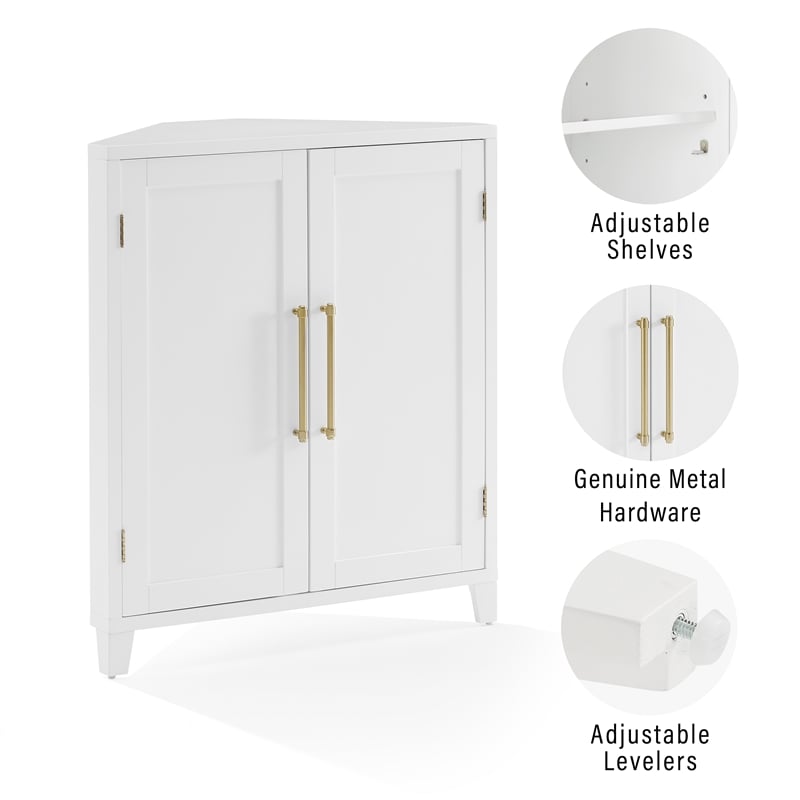 Crosley Furniture Roarke Corner Kitchen Storage Pantry Cabinet in White
