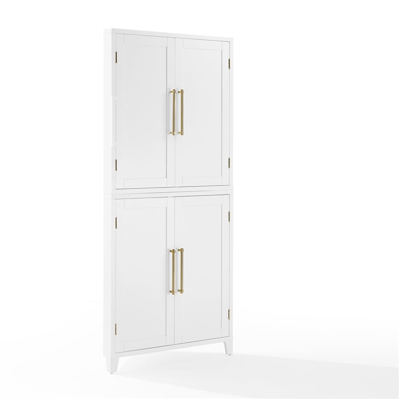 Crosley Furniture Roarke Corner Kitchen Storage Pantry Cabinet in White