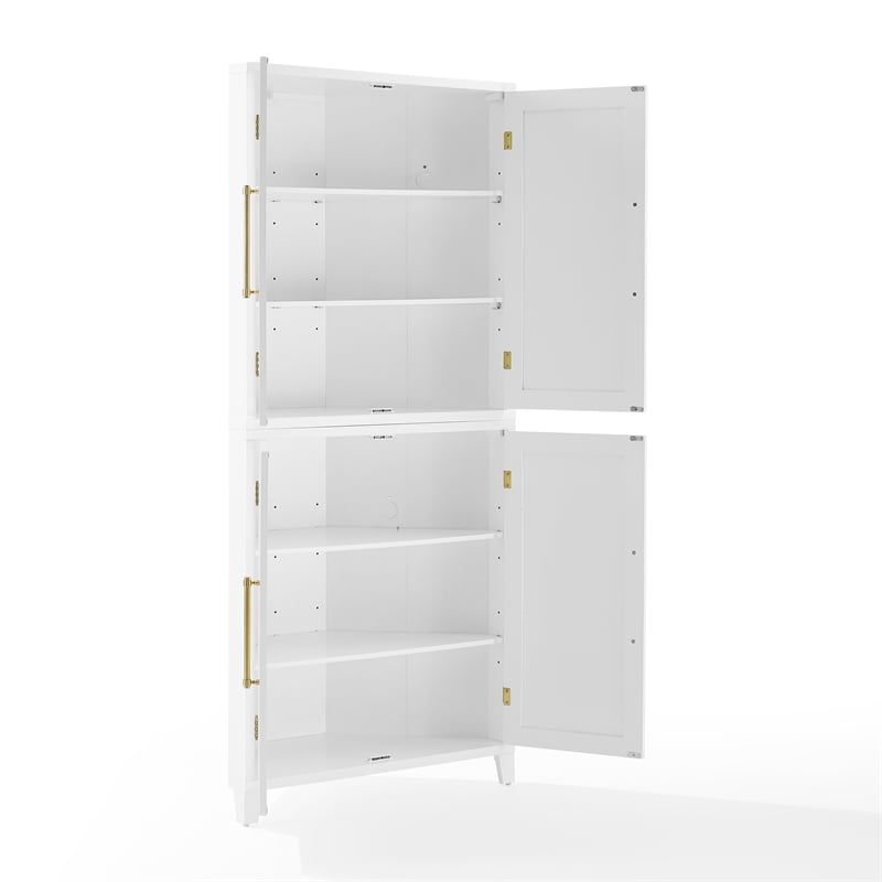 Crosley Furniture Roarke Corner Kitchen Storage Pantry Cabinet in White