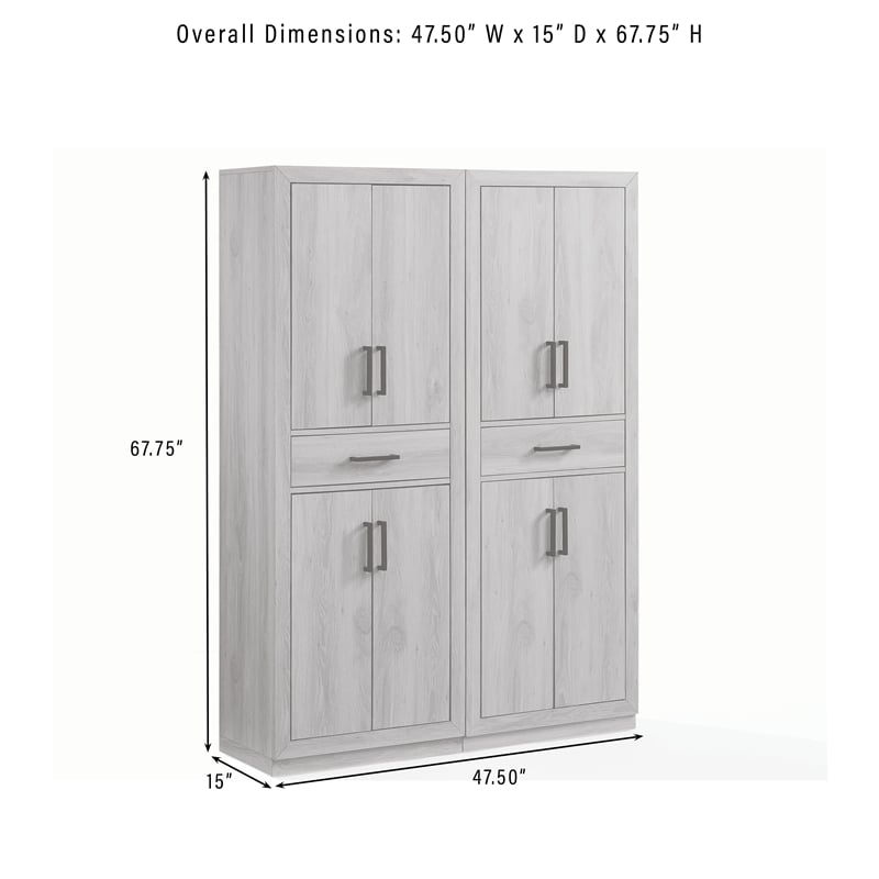 Crosley Furniture Isla 2-Piece Kitchen Storage Pantry Set in Ash