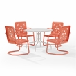 Crosley Furniture Azalea 5Pc Round Retro Outdoor Dining Set in Coral/White Satin