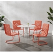 Crosley Furniture Azalea 5Pc Round Retro Outdoor Dining Set in Coral/White Satin