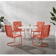 Crosley Furniture Azalea 5Pc Round Retro Outdoor Dining Set in Coral/White Satin