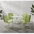 Crosley Furniture Azalea 5Pc Round Retro Outdoor Dining Set in Key Lime/White