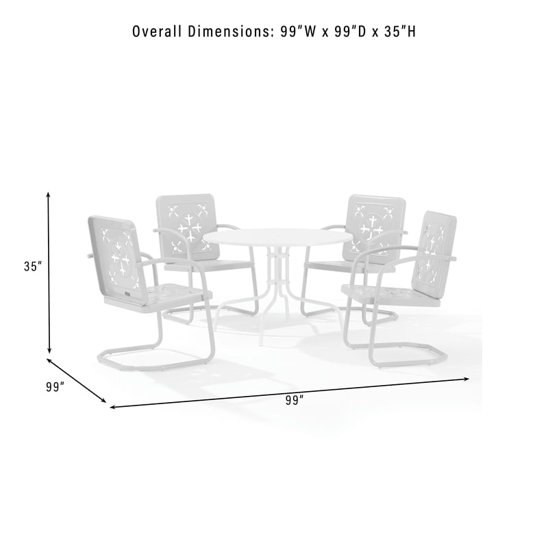 Crosley Furniture Azalea 5Pc Round Retro Outdoor Dining Set in Key Lime/White