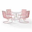 Crosley Furniture Azalea 5Pc Round Retro Outdoor Dining Set in Pink Gloss/White