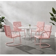 Crosley Furniture Azalea 5Pc Round Retro Outdoor Dining Set in Pink Gloss/White