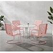 Crosley Furniture Azalea 5Pc Round Retro Outdoor Dining Set in Pink Gloss/White