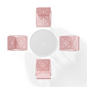 Crosley Furniture Azalea 5Pc Round Retro Outdoor Dining Set in Pink Gloss/White