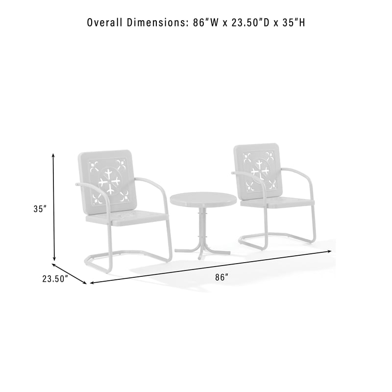 Crosley Furniture Azalea 3Pc Retro Outdoor 2 Chair & Table Set in Aqua Gloss