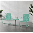 Crosley Furniture Azalea 3Pc Retro Outdoor 2 Chair & Table Set in Aqua Gloss
