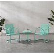 Crosley Furniture Azalea 3Pc Retro Outdoor 2 Chair & Table Set in Aqua Gloss