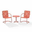 Crosley Furniture Azalea 3Pc Retro Outdoor 2 Chair & Table Set in Coral Gloss