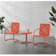 Crosley Furniture Azalea 3Pc Retro Outdoor 2 Chair & Table Set in Coral Gloss