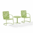 Crosley Furniture Azalea 3Pc Retro Outdoor 2 Chair & Table Set in Key Lime Gloss