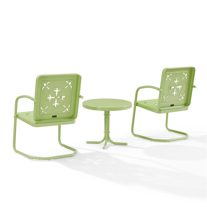 Crosley Furniture Azalea 3Pc Retro Outdoor 2 Chair & Table Set in Key Lime Gloss